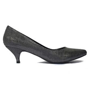 Lasonia M2655 Women’s Dark Gray Glitter Pointed Toe 2 Inch Heels Size 8.5 (EUC)